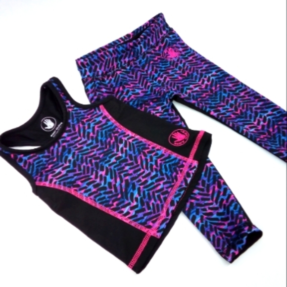 Body Glove 18 Months Workout Spandex Gymnastics Set Black Purple 2 Piece - Picture 14 of 14